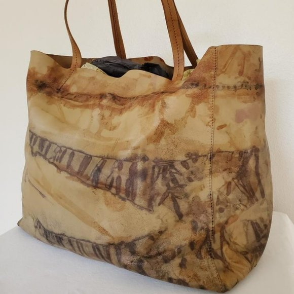 Celine Handbags - Vintage Celine large cabas tote brown black beige tie dyed leather purse